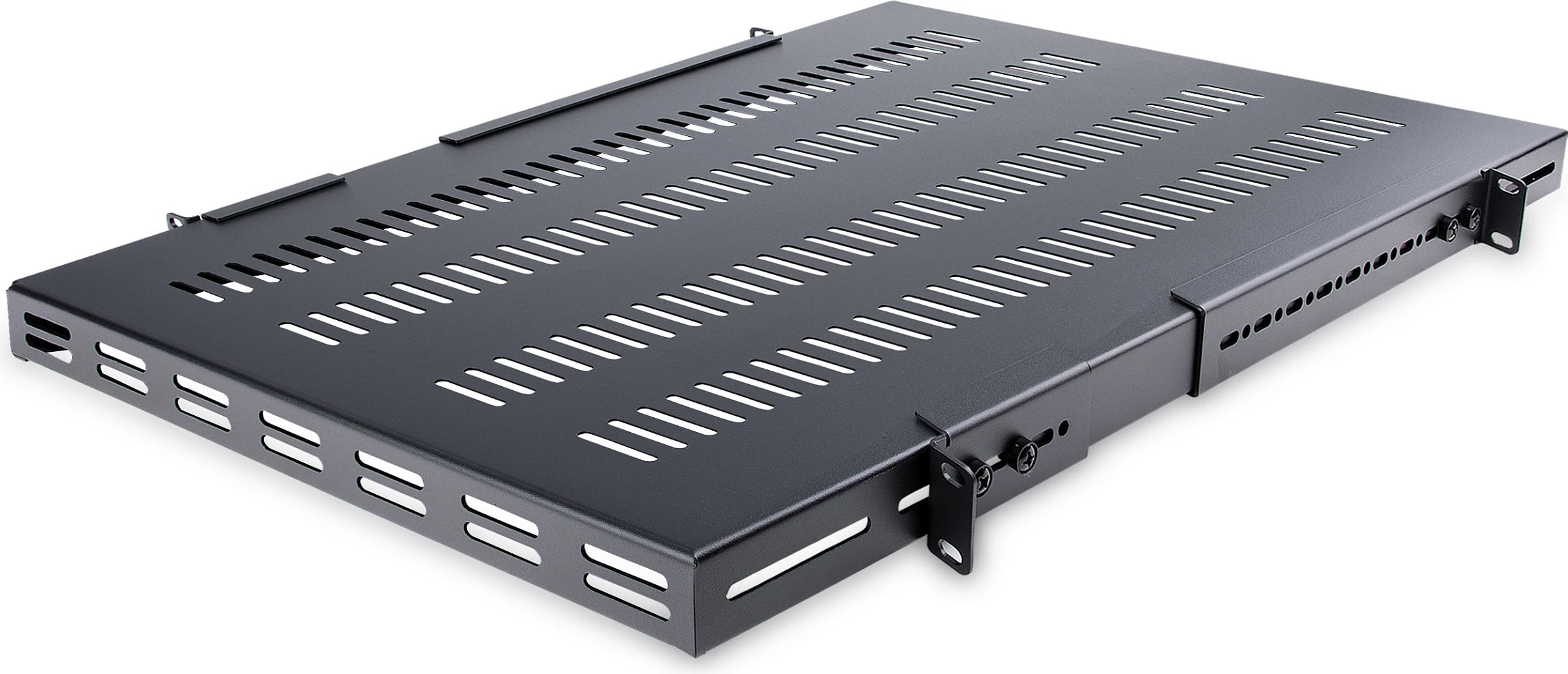 Raft i rregullueshëm për rack serveri StarTech ADJSHELFHDV, 1U, 4-post, i ventiluar, 150 kg, 49.5-97.4 cm, i zi