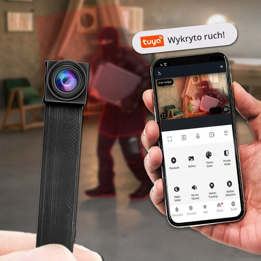 Kamerë spiunazhi mini Wi-Fi e fshehur ORLLO C2 Pro, Full HD 1080p, bateri 2800mAh, Tuya, e zezë, set