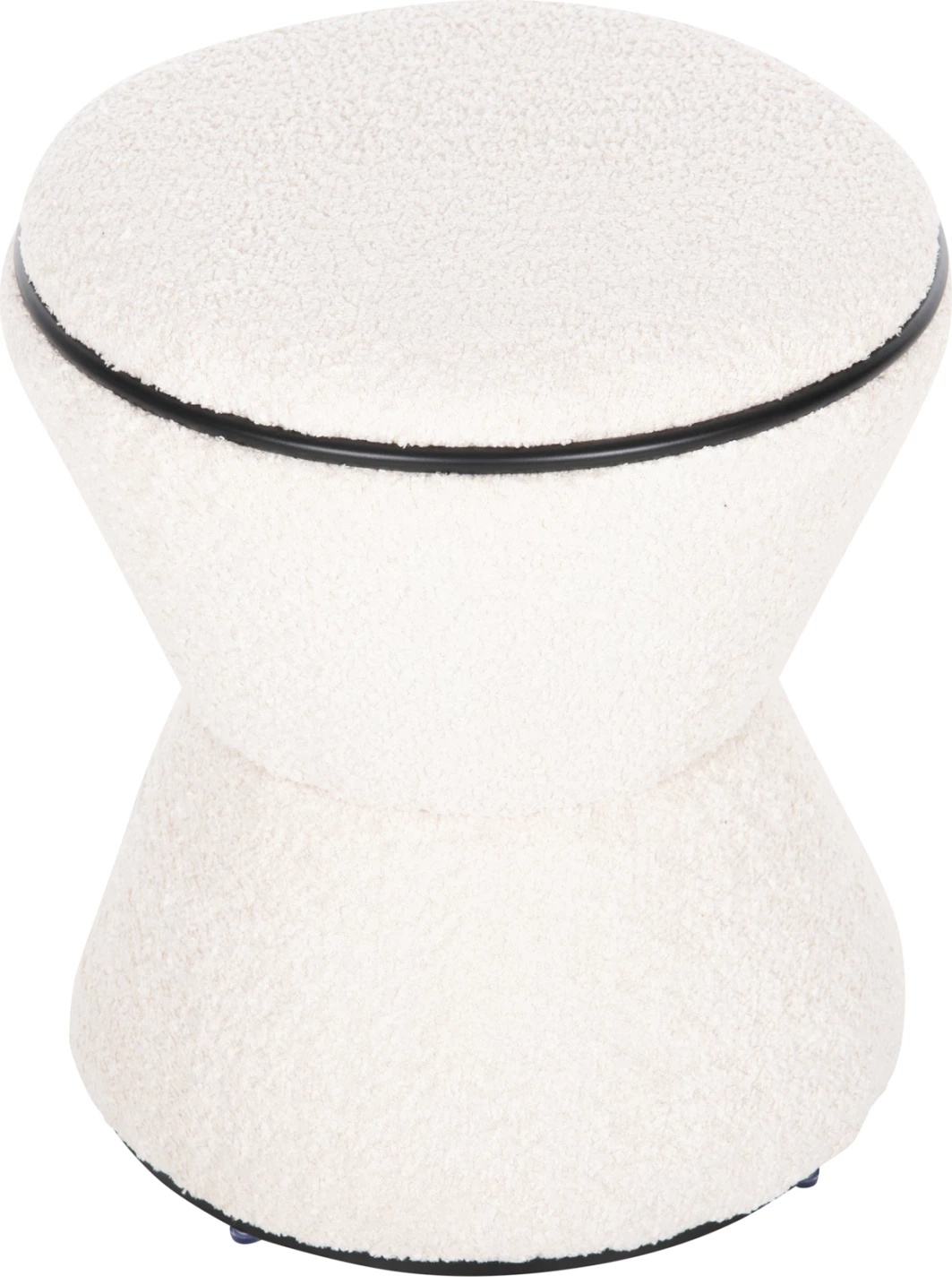 Karrige për bar, e rrumbullakët, LINNER, FH9604.06, pëlhurë boucle, ecru-detaj i zi, D38x44 cm