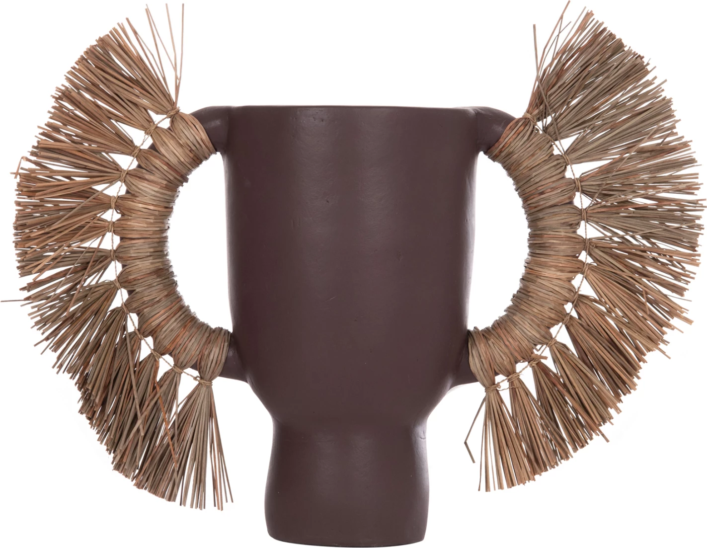 Vazo dekorative tavoline ALICA, terrakotë, ngjyrë çokollate, me bar të thatë, 64x22x38cm