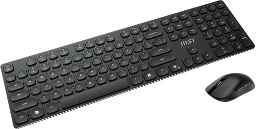 Tastierë + Maus wireless MSI FORGE K210, US layout, 2.4 GHz, DPI 1000–1600, bateri e rikarikueshme, e zezë, set 2 copë