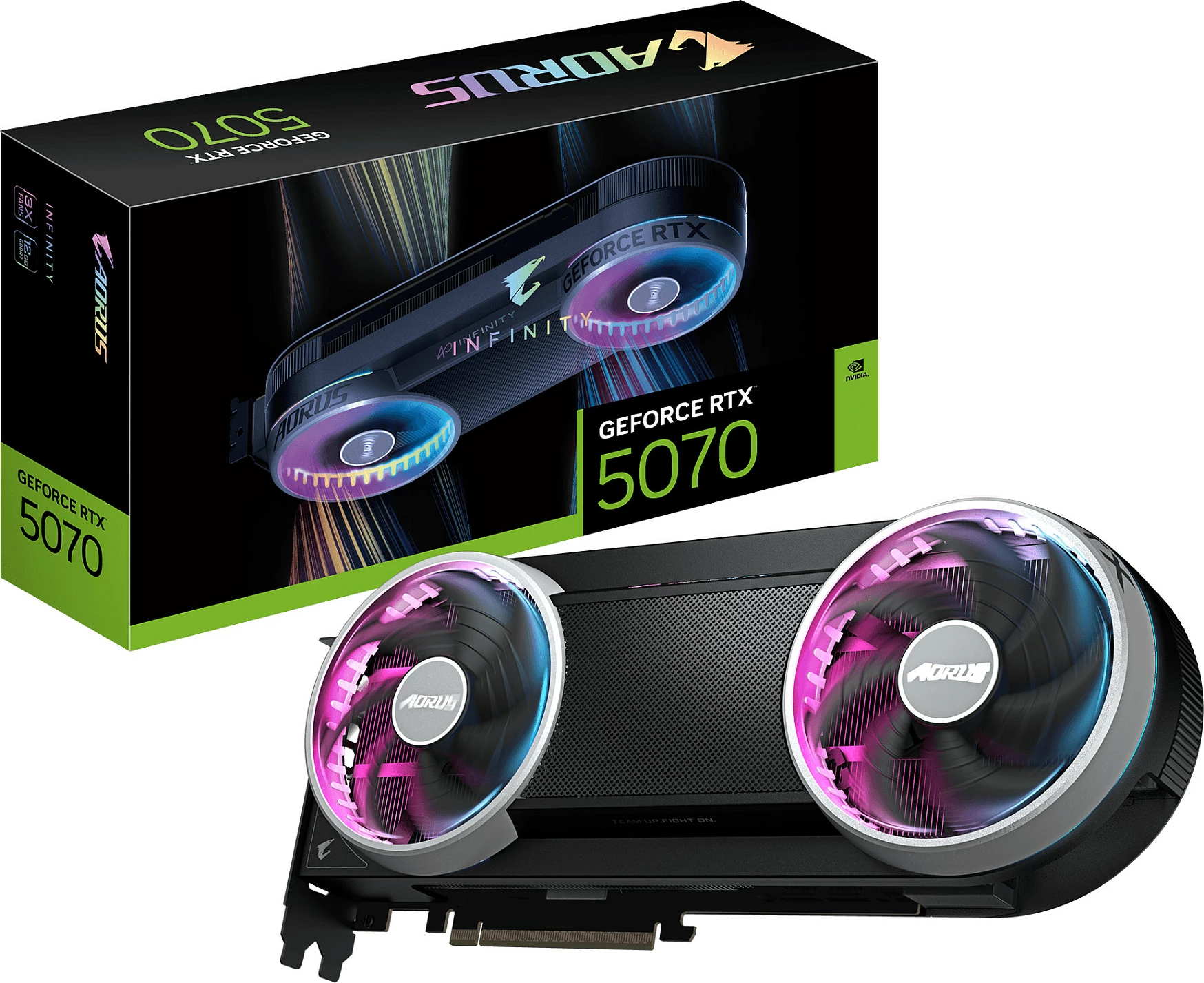 Kartelë grafike Gigabyte GeForce RTX 5070 Ti Infinity, 16GB GDDR7, PCI-Express, e zezë/argjendtë