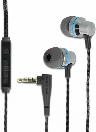 Kufje in-ear DeLOCK, 3.5mm 4-pin, me mikrofon dhe kontroll volumit, 1.2m, gri