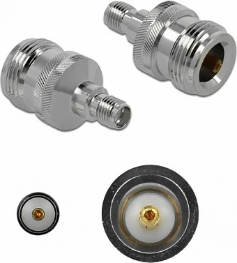 Adapter RF DeLOCK 89986, SMA mashkull në SMA femër, 50Ω, nikel