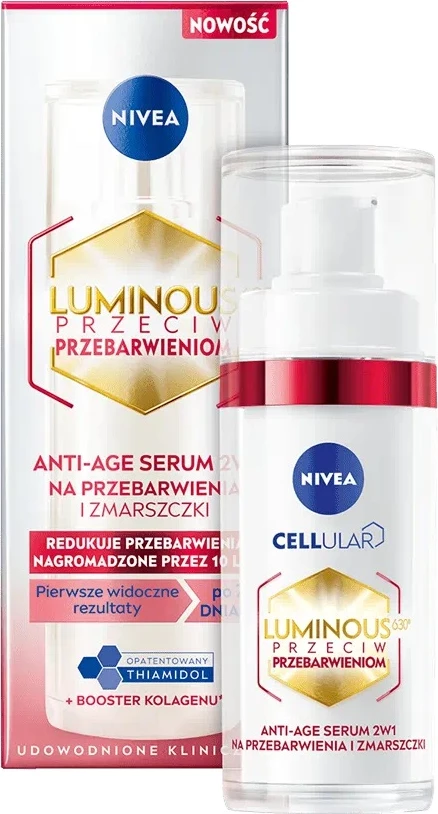 Serum anti-moshë për fytyrë Nivea Luminous 630 2w1 për femra, 30ml
