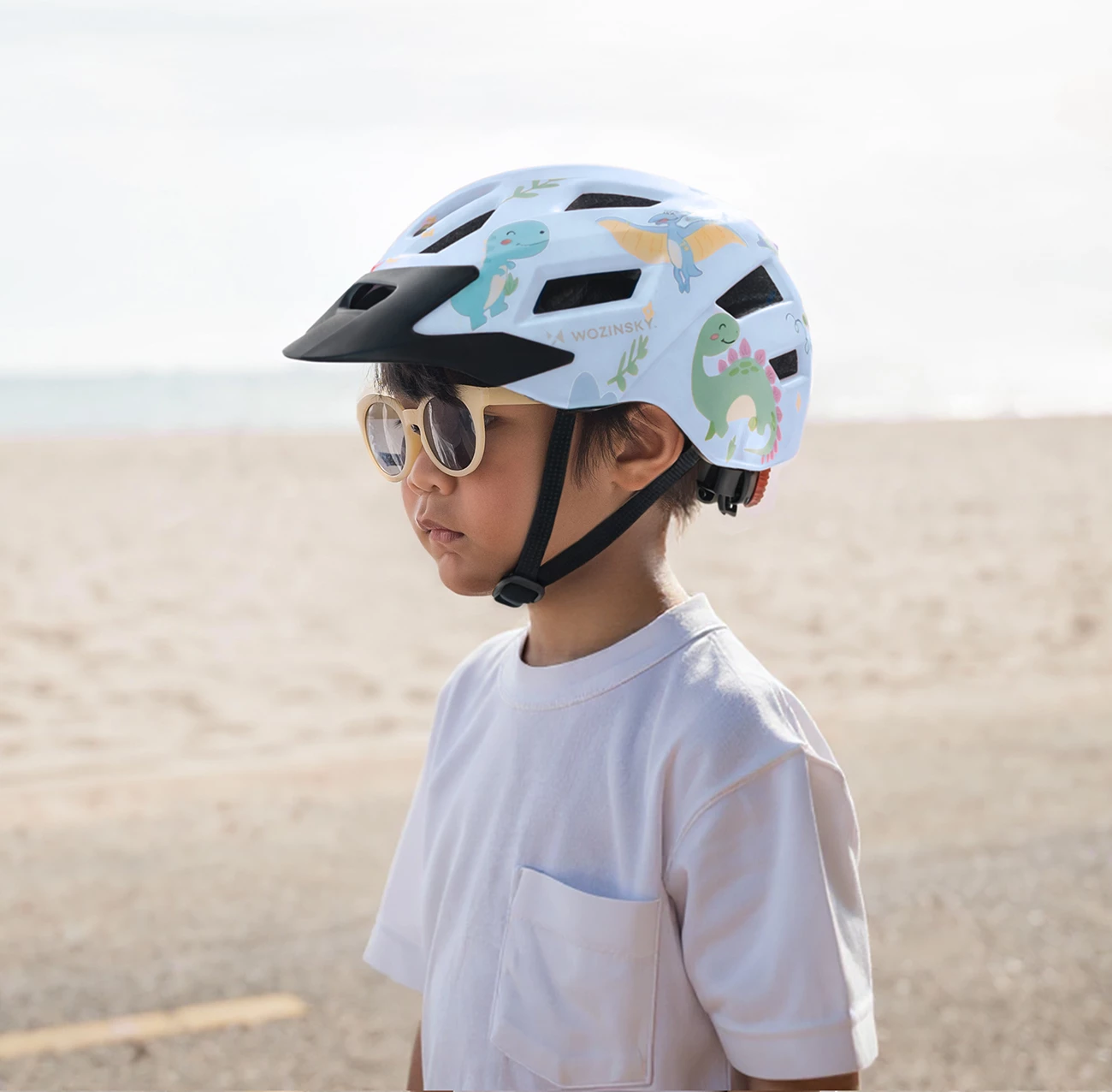 Helmetë biçiklete MTB për fëmijë, Wozinsky HT-45JS, rregullim 360°, me strehë të çmontueshme, madhësia S (52-56 cm), blu e çelët