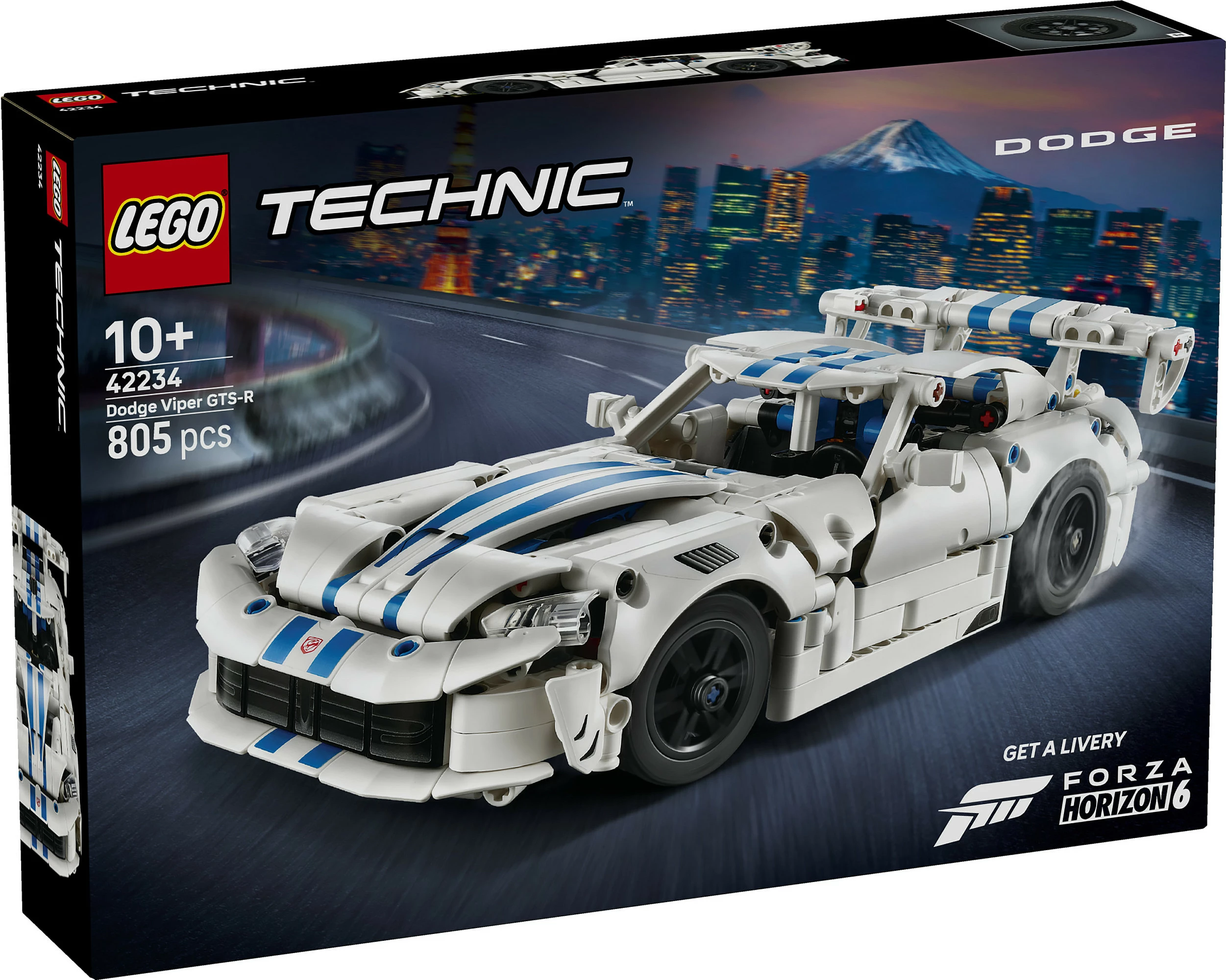 Set LEGO Technic Dodge Viper GTS-R 42234, 805 copë, 10+, bardhë/kaltër