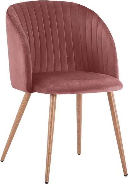 Karrige me krahë LEAH, ngjyrë rozë e zbehtë, këmbë metalike, FH8543.02, 51x58x80 cm, set prej 2 copësh