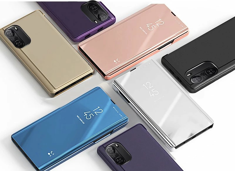 Mbështjellës Hurtel Clear View Case për Xiaomi Redmi K40 Pro+, K40 Pro, K40, Poco F3, kaltër