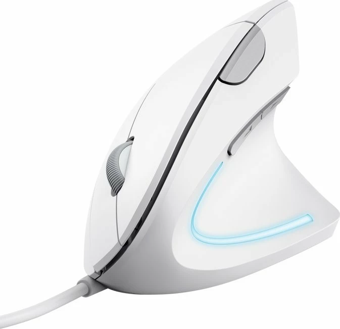 Maus Trust Verto 25133, ergonomik vertikal, USB me kabllo, 1600 DPI, 6 butona, i bardhë