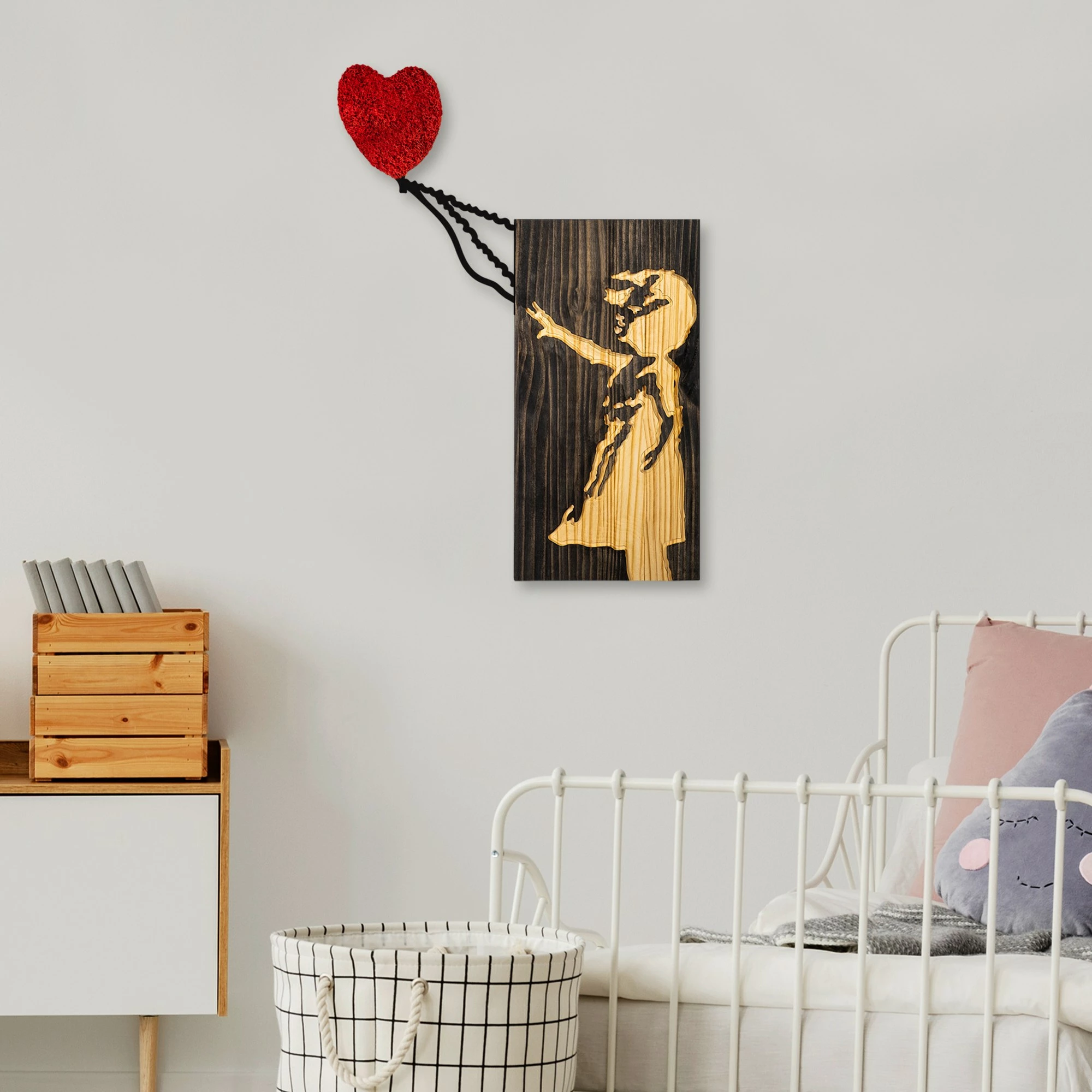 Aksesor dekorativ prej druri për mur, Wallity Banksy, 60x83cm