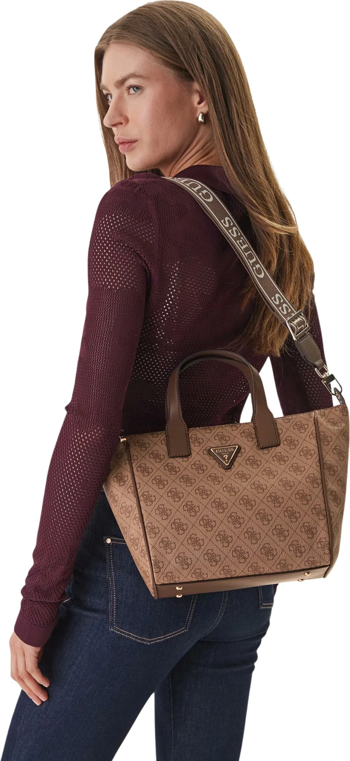 Çantë tote për femra Guess Follie Small Tote TWLB96 76019, latte