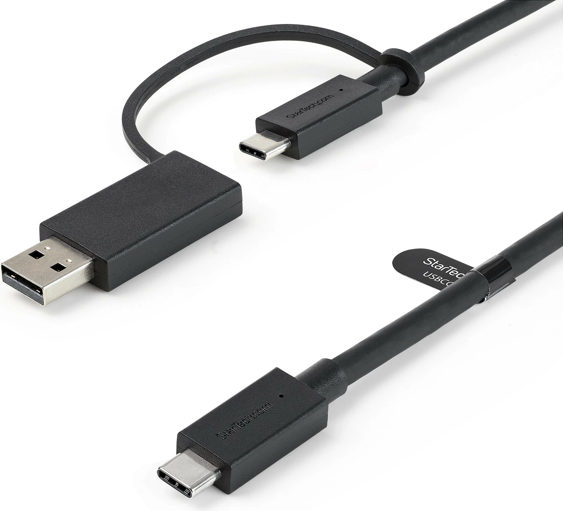 Kabllo StarTech USB-C në USB-C 1m, 10Gbps, PD 100W, me adapter USB-A, e zezë