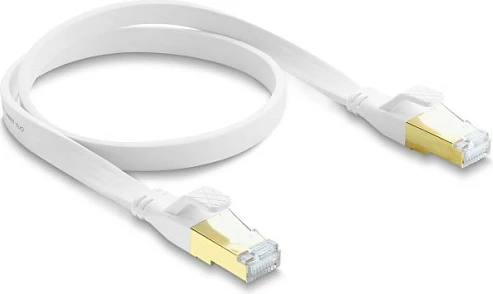 Kabllo rrjeti DeLOCK Cat8.1 RJ45, 0.5 m, 40 Gbps, e sheshtë, e bardhë