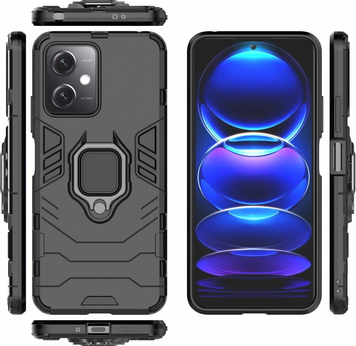 Mbështjellës Hurtel Ring Armor për Xiaomi Redmi Note 12 5G / Poco X5 5G, i zi