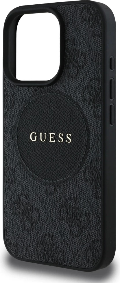 Mbështjellës Guess 4G Circle Classic Logo MagSafe për iPhone 16 Pro, i zi