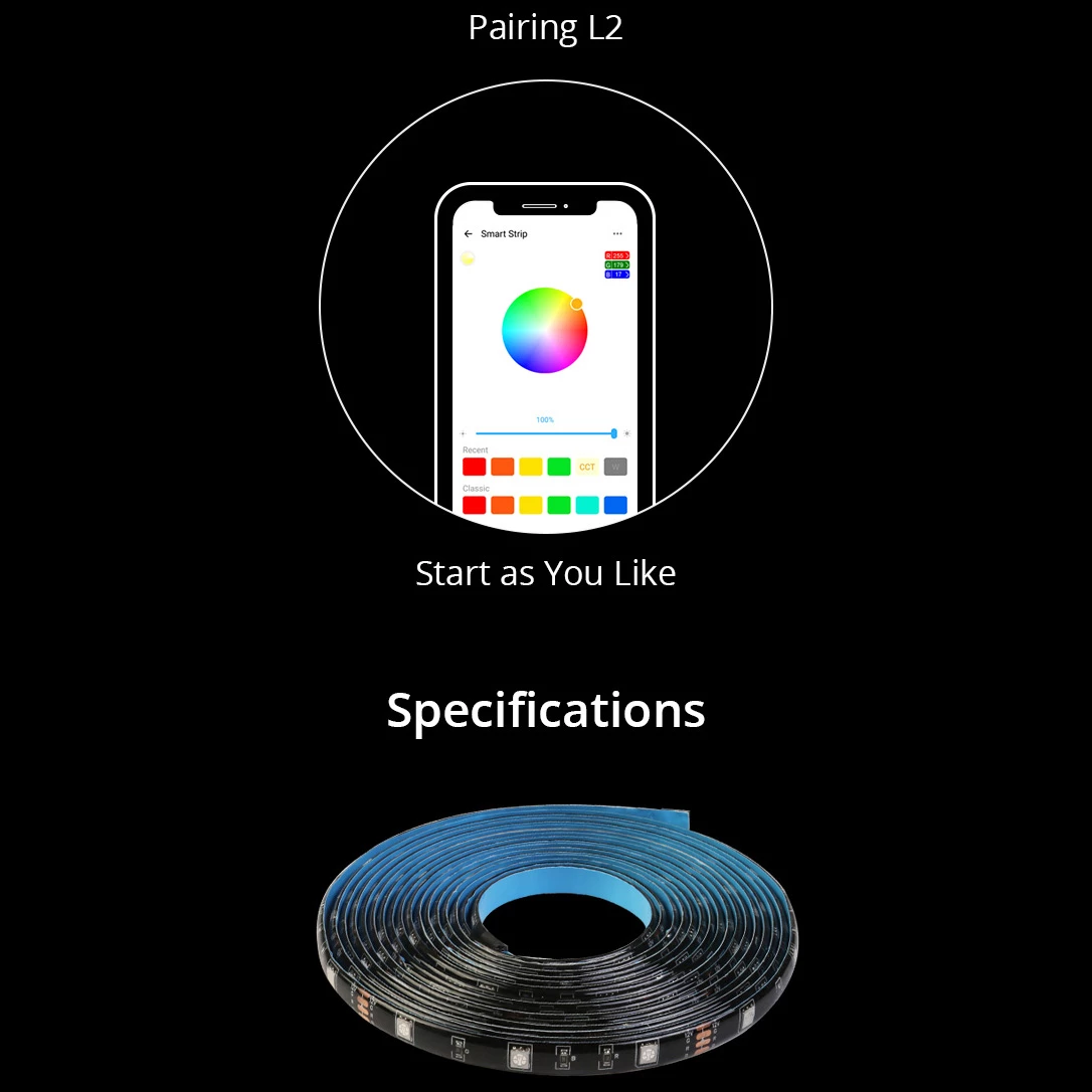 Shirit LED inteligjent Sonoff L2-2M, 2m, RGB, me telekomandë dhe Wi-Fi, i papërshkueshëm nga uji