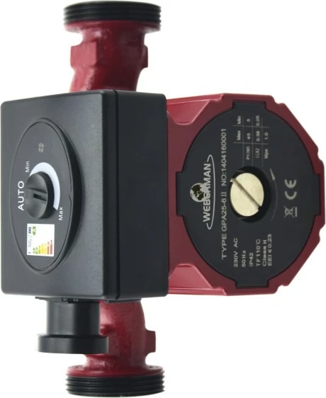 Pompë qarkulluese Weberman GPA II 25-4-180 (0601W), 22 W, 40 l/min, 1 1/2\", 230 V, kuqe/zezë