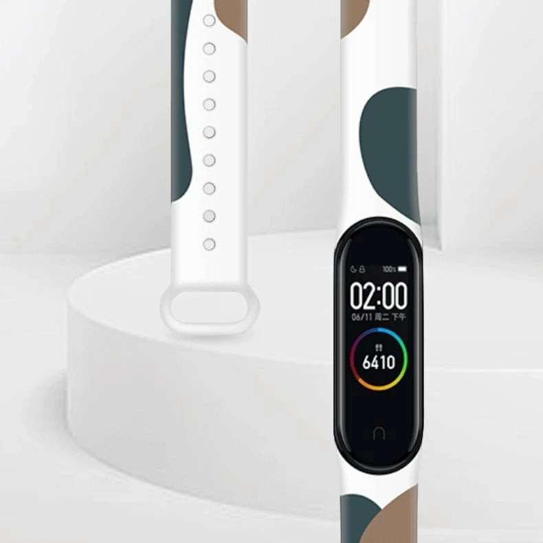 Rrip silikoni Hurtel Strap Moro për Xiaomi Mi Band 5/6, kamuflazh, bezhë/e bardhë/portokalli