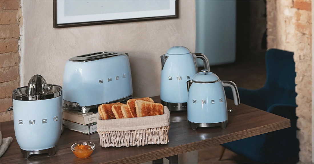 Tostier SMEG TSF01PBEU, 2 feta, pastel blu