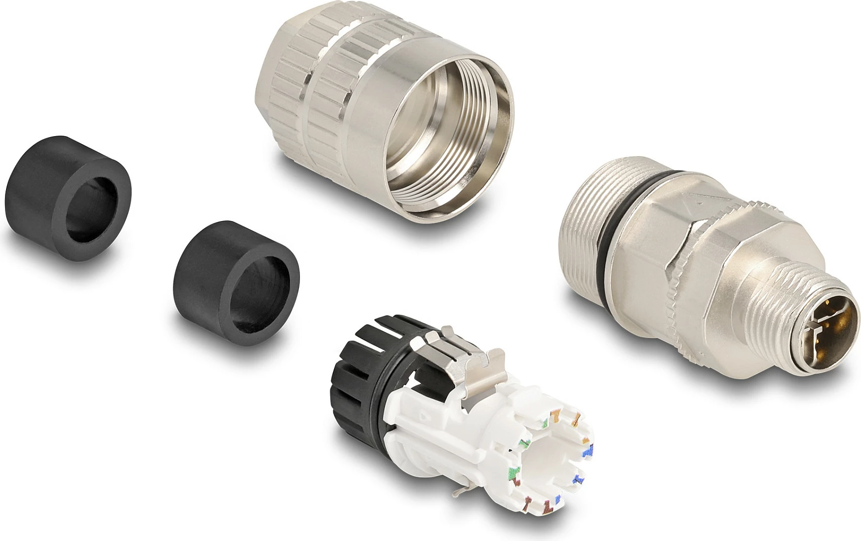 Konektor industrial DeLOCK 86032 M12 (Male) Cat6a LSA, IP67, argjend