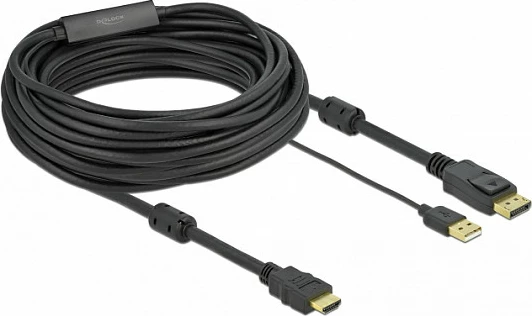 Kabllo DeLOCK HDMI në DisplayPort 10m, 4K 30Hz, e zezë