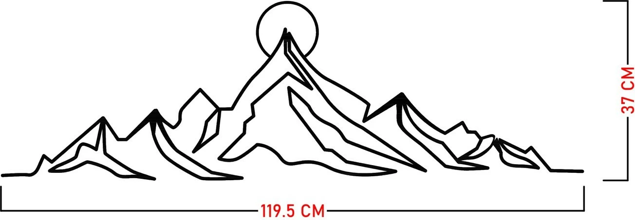 Aksesor dekorativ metalik për mur, Wallity Everest, ngjyrë e zezë, 119.5x37cm