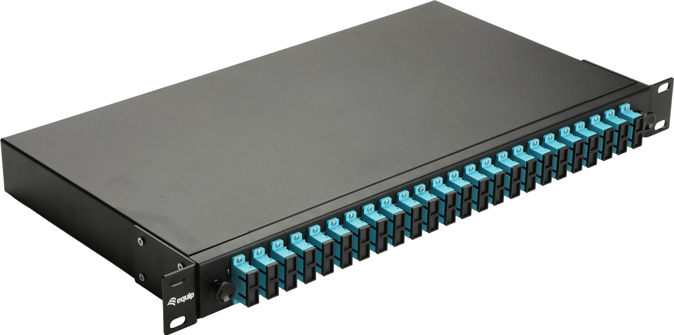 Kuti spajsi fibra optike EQUIP 337312, 24-port, SC Duplex, OM3, 1U Rack, e zezë