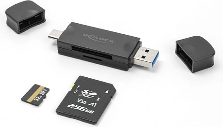 Lexues kartelash DeLOCK, USB-C/USB-A, SD & MicroSD, 5 Gbps, i zi
