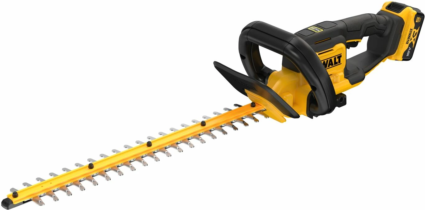 Gërshërë akumulatorike për gardh Dewalt DCMHT562P1 18V XR, 55 cm, 19 mm, set 1x 5Ah + karikues, verdhë/zezë