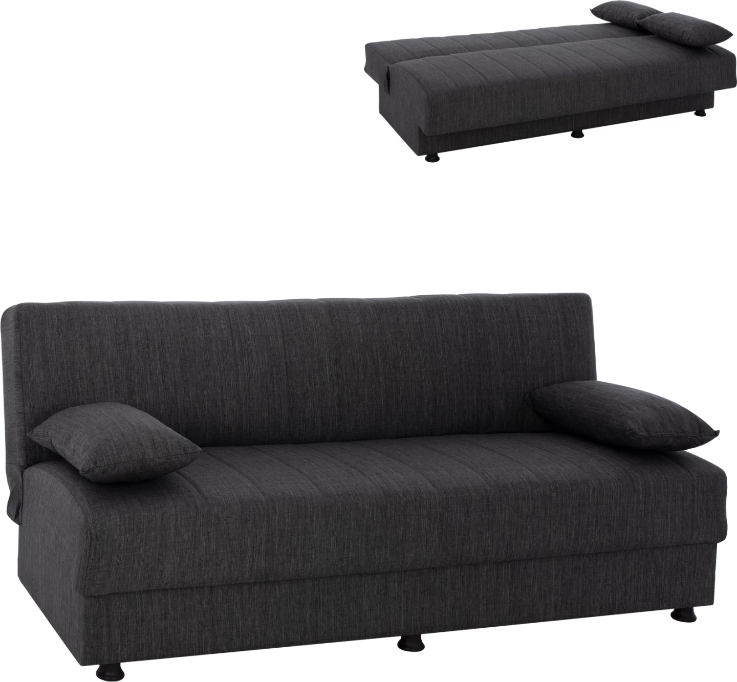 Sofa shtrat tre vendesh, ngjyrë gri, këmbë të shkurtra, pa krahë, FH3239.03