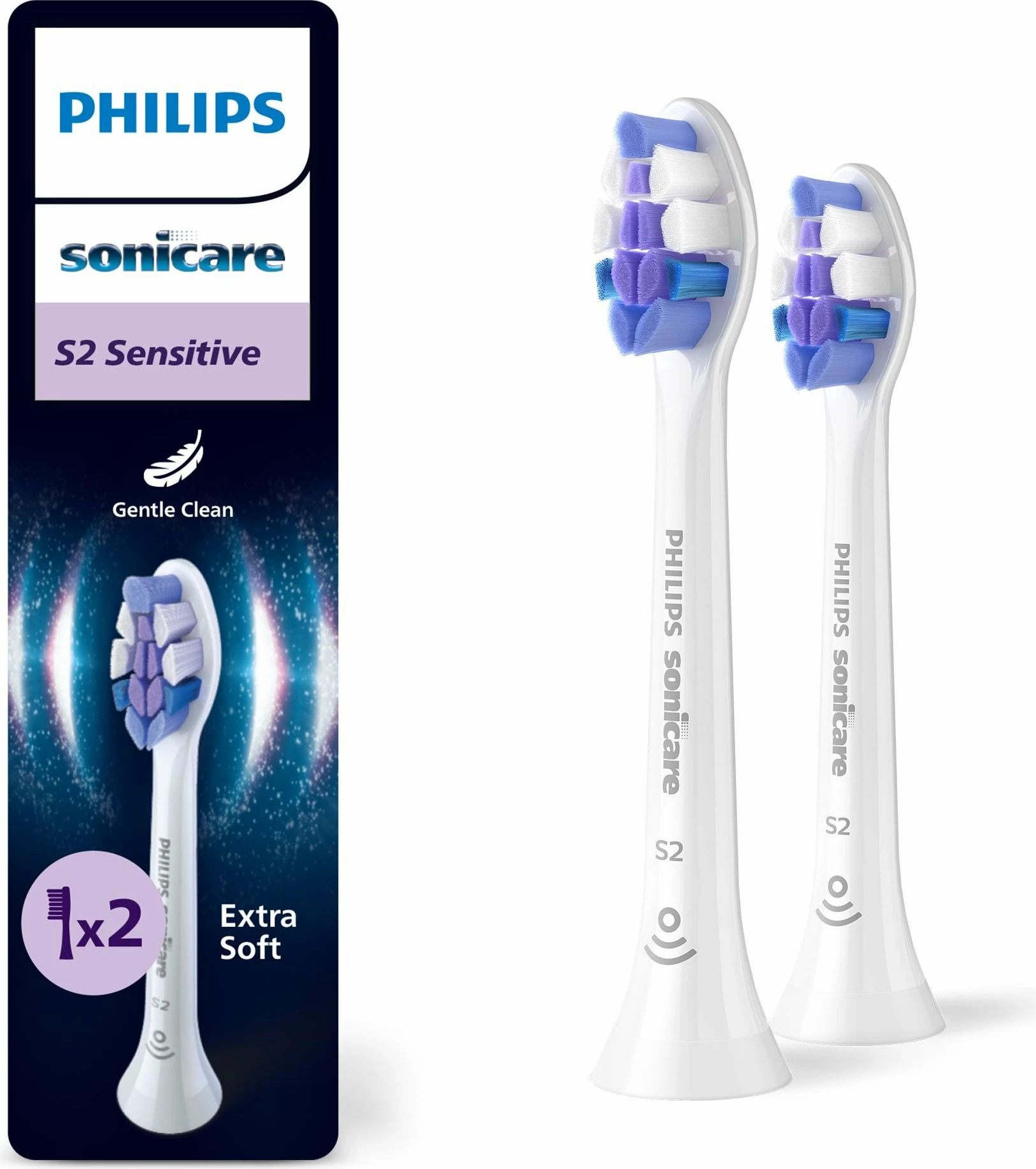 Kokë furçe elektrike Philips Sonicare S2 Sensitive HX6052/87, Extra Soft, 2 copë, e bardhë
