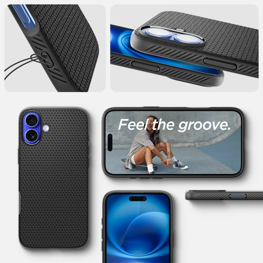 Mbështjellës Spigen Liquid Air për iPhone 16, i zi