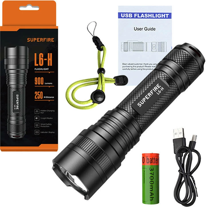 Elektrik dore Superfire L6-H, 750lm, USB-C, i zi