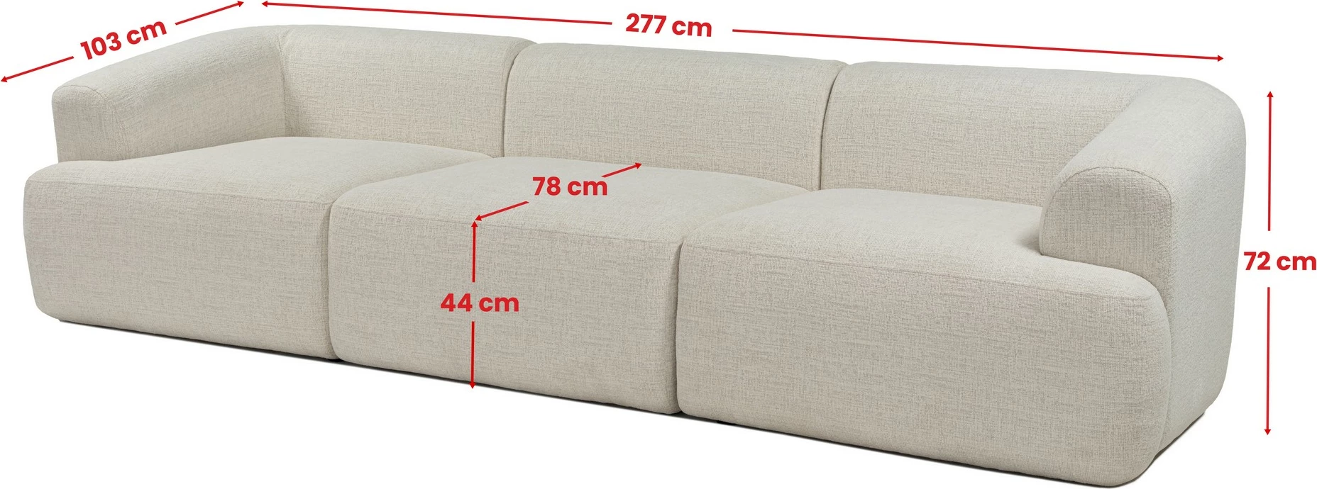 Divan treshe Atelier del Sofa, Sofia 3, i bardhë