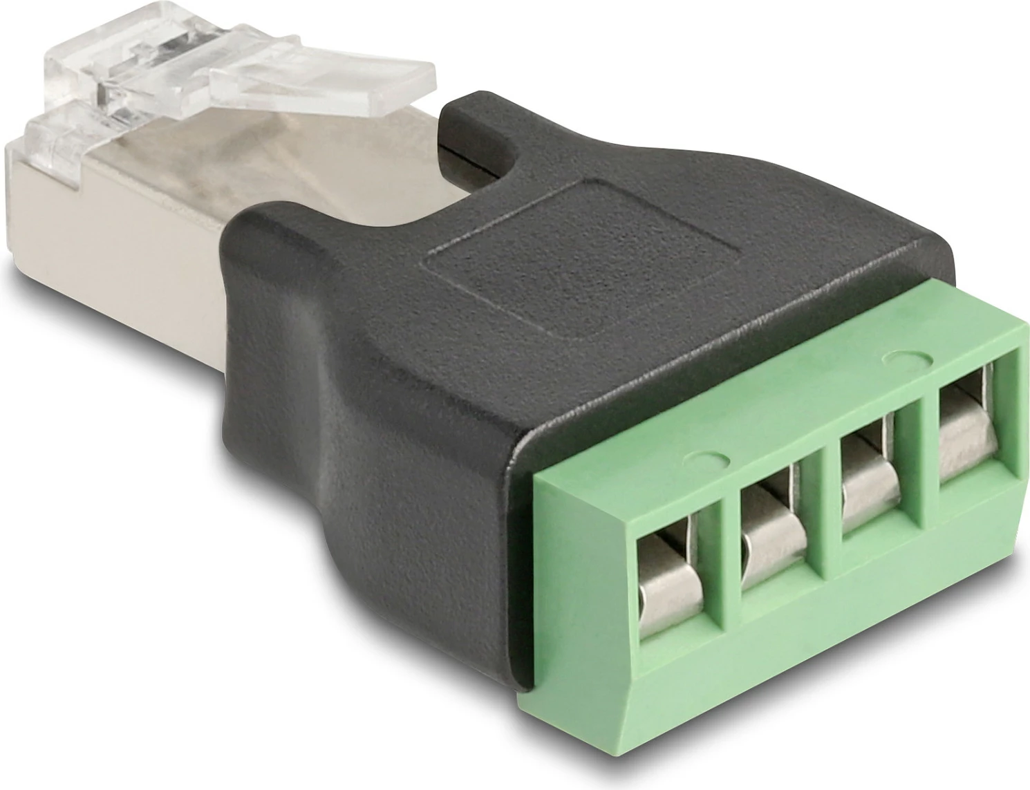 Adapter RJ45 DeLOCK në terminal bllok 4-pin, i zi/jeshil