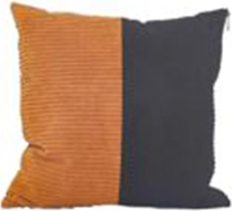 Jastëk dekorativ Sens, kadife korduroj, ngjyrë mustard-gri, 45x45cm