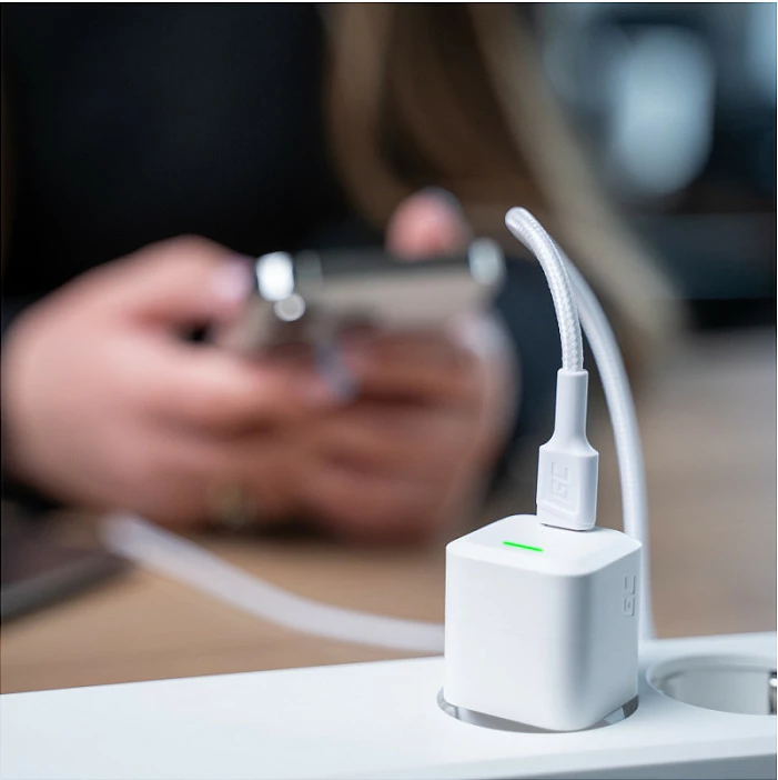 Kabllo USB-C në Lightning Green Cell, 1m, 480 Mbit/s, e bardhë