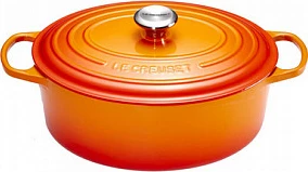 Tenxhere ovale Le Creuset 21178310902430, 6.3L, gize, portokalli/kuqe