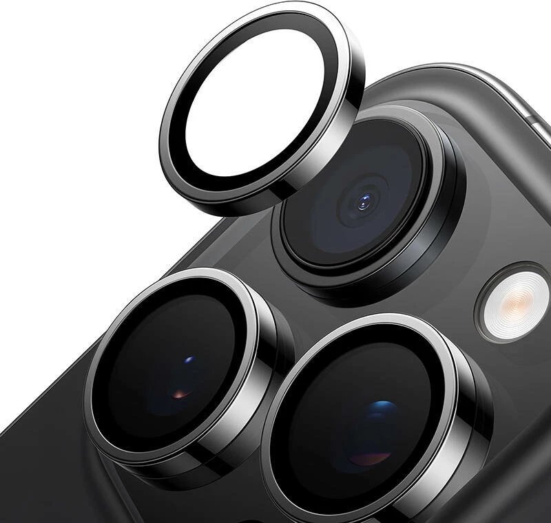 Xham mbrojtës kamerë Torras Lensguard për iPhone 16 Pro Max, 0.25mm, i zi