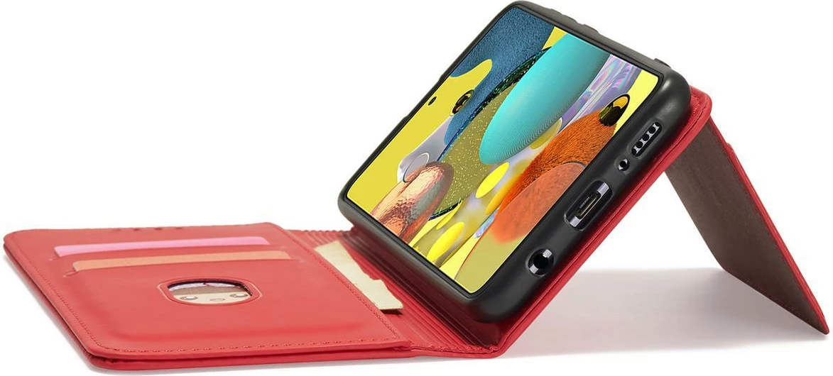 Mbështjellës Hurtel Magnet Card Case për Samsung Galaxy A13 5G, me portofol dhe mbajtëse, Kuq