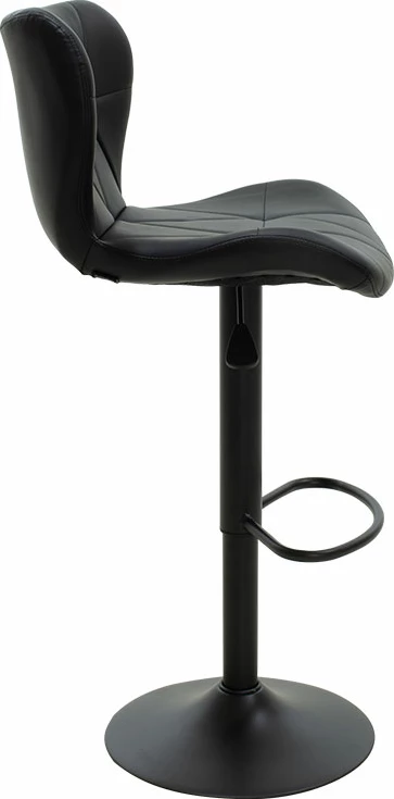 Karrige për bar Coozy, lartësi e rregullueshme, metal i zi mat me PU, set prej 2 copash