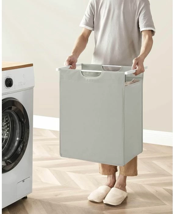 Kosh rrobash VASAGLE BLH101W01 65L me raft, 50x33x72 cm, i bardhë