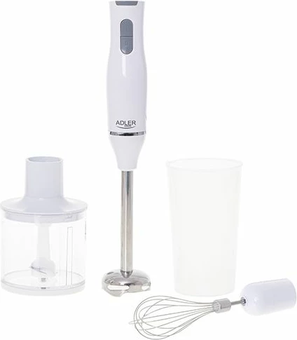 Blender dore Adler AD4620 800W, 2 shpejtësi, gotë 750 ml, grirës 450 ml, i bardhë, set 4-në-1