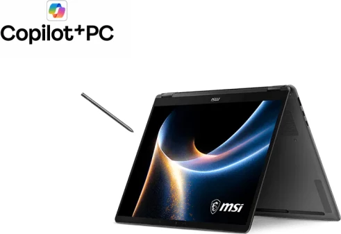 Laptop 2-në-1 MSI Prestige 14 Flip AI+ U9 386H, 32GB RAM, 2TB SSD, 14" OLED Touch, Wi‑Fi 7, Windows 11 Pro, Platinum Gray