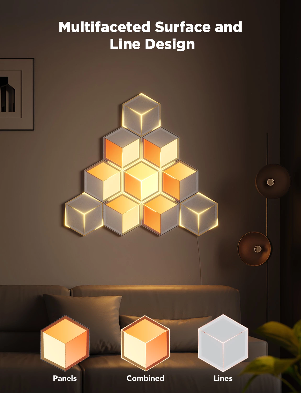 Panel dritash LED Govee Glide Hexagon Light Panels Ultra, RGBIC, Wi‑Fi, 7 copë