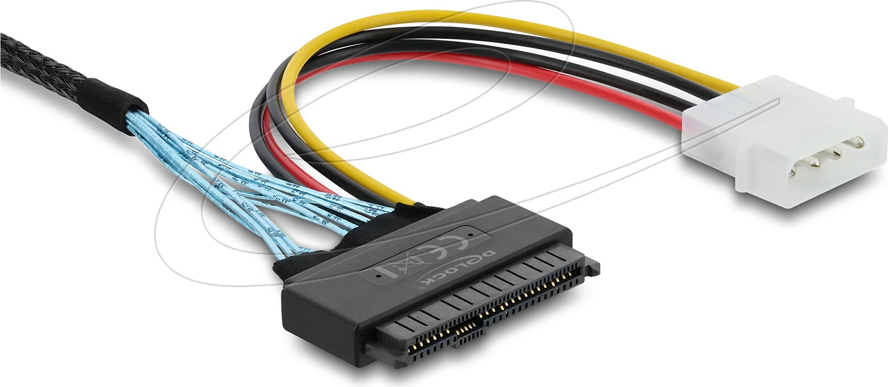Kabllo Delock PCIe 4.0 Slim SAS SFF-8654 8i në 2x U.2 SFF-8639, 0.5 m, e zezë