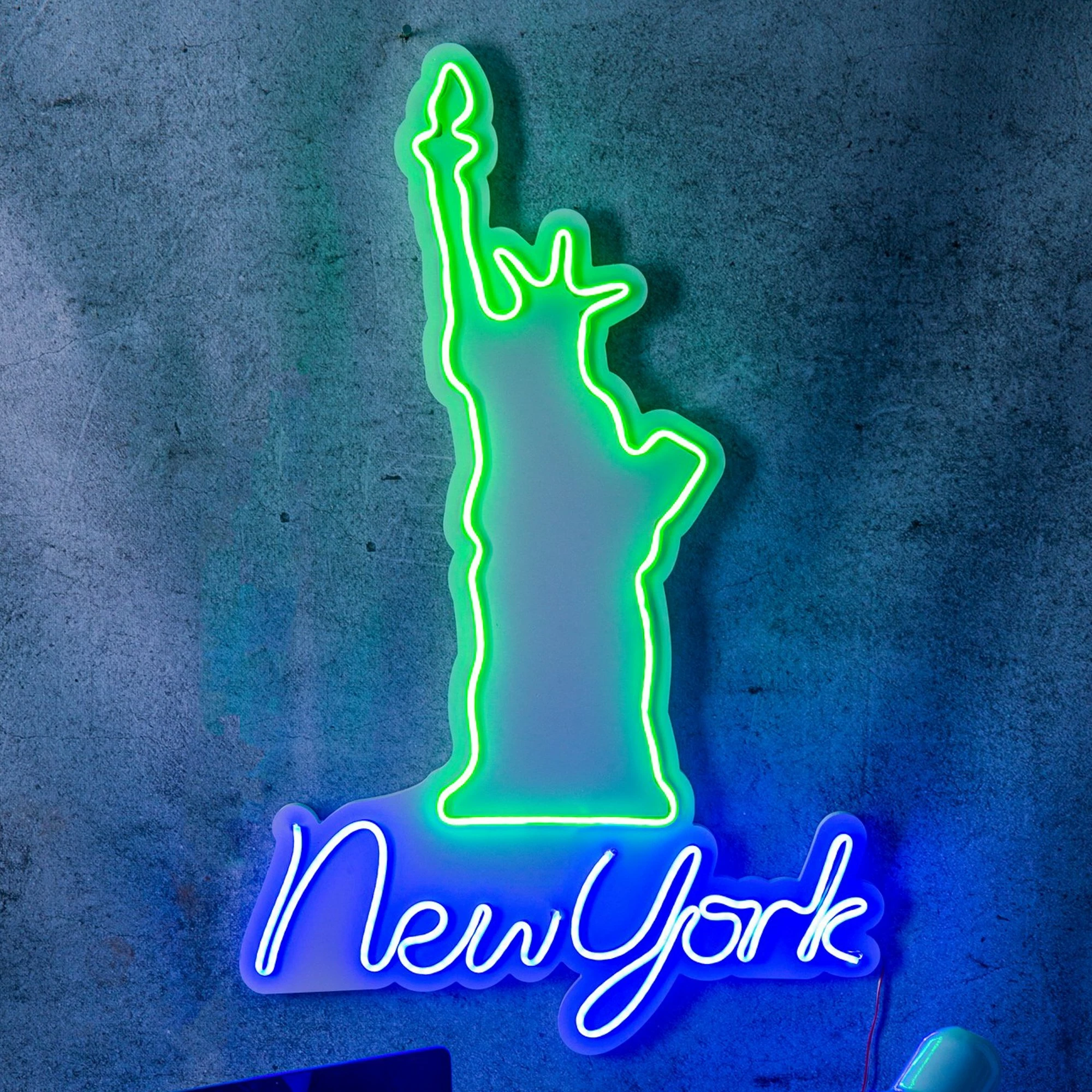 Dritë dekorative LED, plastikë, New York, ngjyrë e gjelbër dhe blu