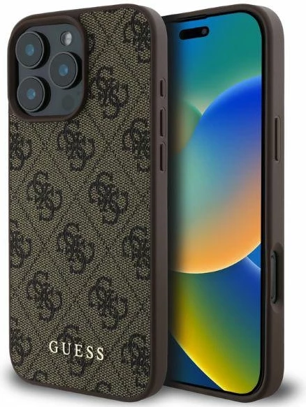 Mbështjellës Guess 4G Classic për iPhone 16 Pro, Kafe