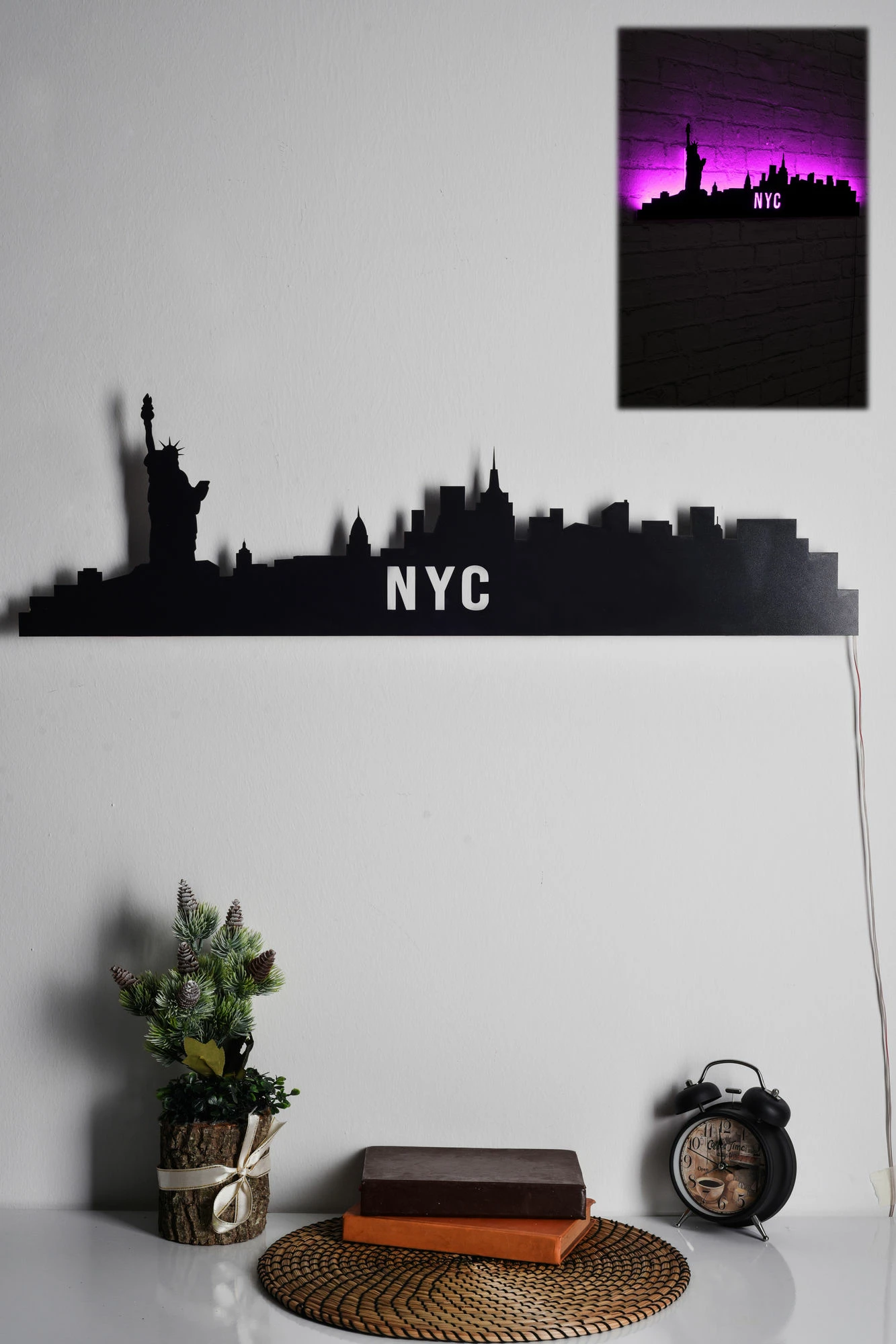 Dritë dekorative LED, siluetë NYC, ngjyrë rozë